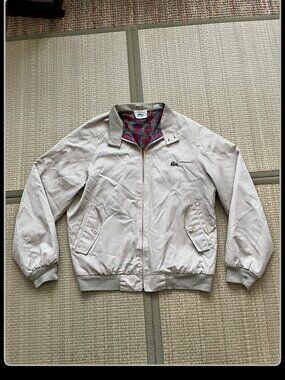 Vintage Lacoste Harrington Jacket - Tan/Beige - Plaid Lined - Size M